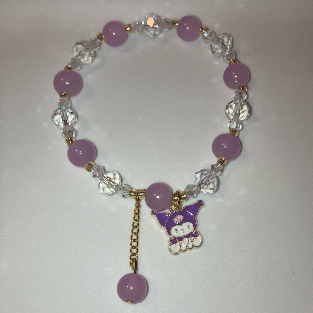 Purple Kuromi Glass Beaded Bracelet